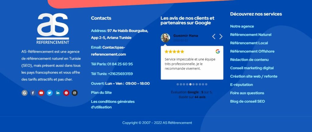 Footer AS Référencement