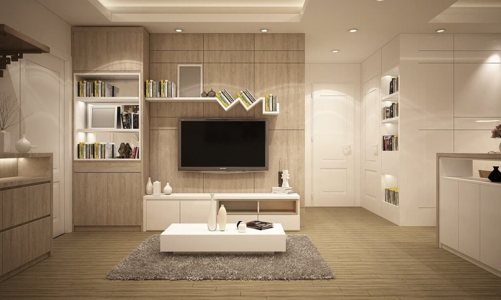 Un meuble de salon moderne, idéal comme "meuble télé", illustrant le débat "meuble tv vs meuble télé" avec un design à la fois esthétique et fonctionnel.
